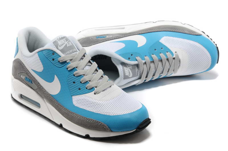 Air Max 90 Hyperfuse fourrure Chaussures Femmes bleu blanc gris (5)